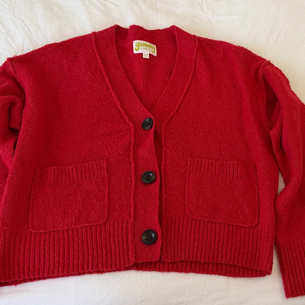 Yummy Women's Red Cardigan Sweater